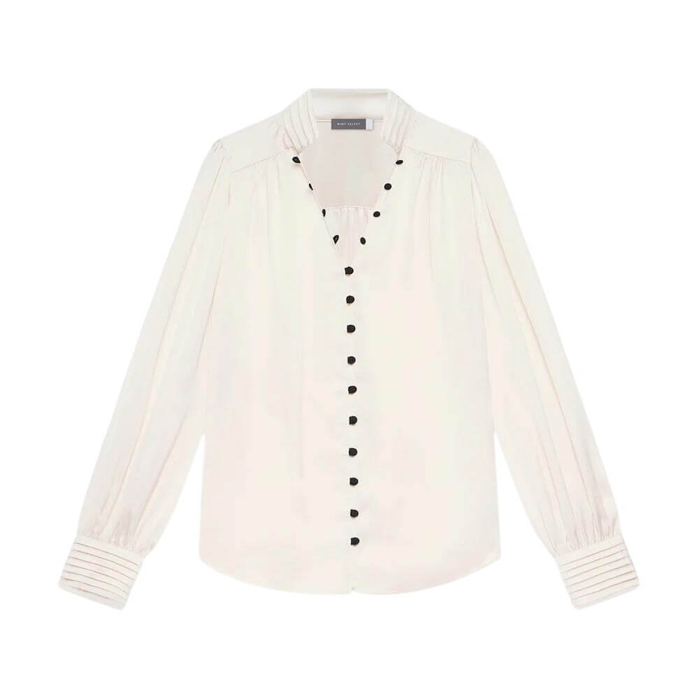 Mint Velvet Cream Contrast Satin Blouse